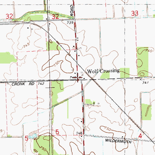 Topographic Map of Wolf Crossing, MI