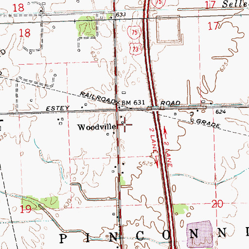 Topographic Map of Woodville, MI