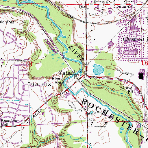 Topographic Map of Yates, MI