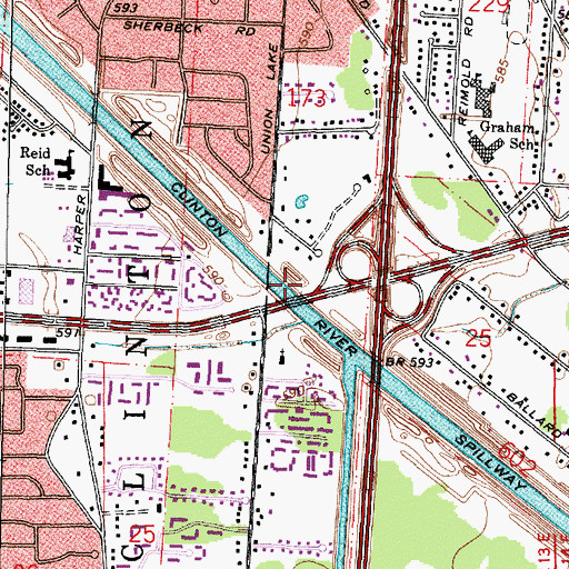 Topographic Map of Clinton River Spillway, MI