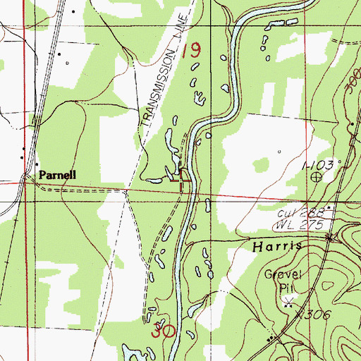 Topographic Map of Harris Branch, AL