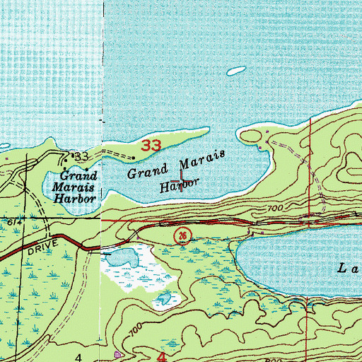 Topographic Map of Grand Marais Harbor, MI