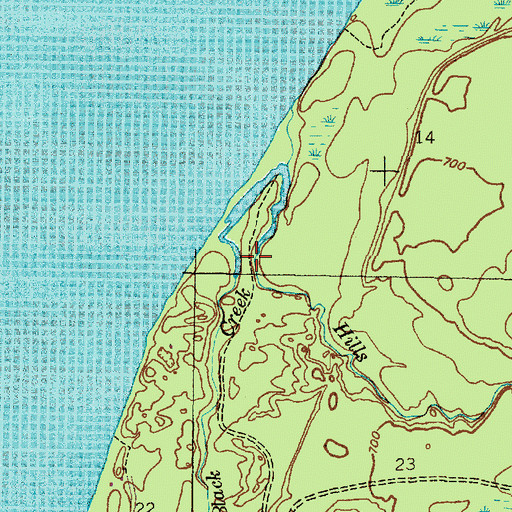 Topographic Map of Hills Creek, MI