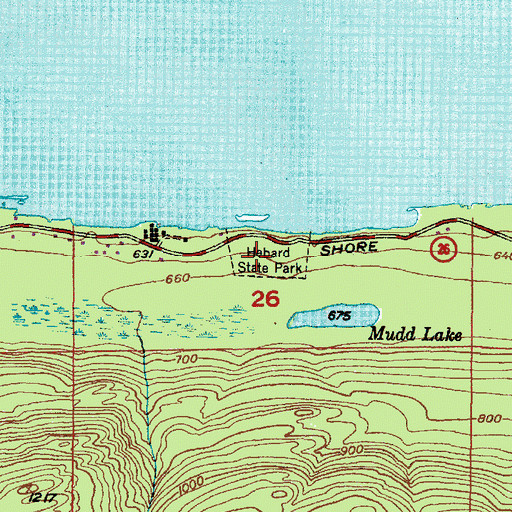Topographic Map of Hebard Park, MI