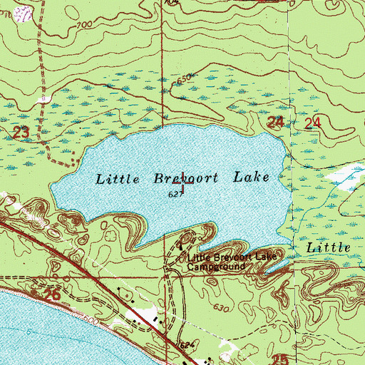 Topographic Map of Little Brevoort Lake, MI