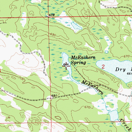 Topographic Map of McEachera Spring, MI