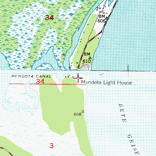Topographic Map of Mendota Light House, MI