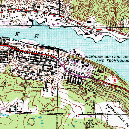 Topographic Map of Michigan Technological University, MI