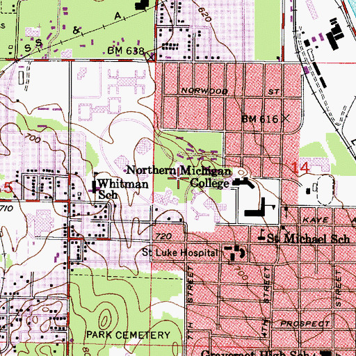 Topographic Map of Northern Michigan University, MI
