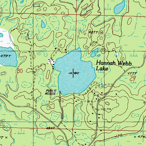 Topographic Map of Hannah Webb Lake, MI