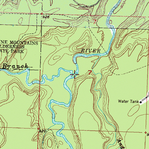 Topographic Map of West Branch Iron River, MI