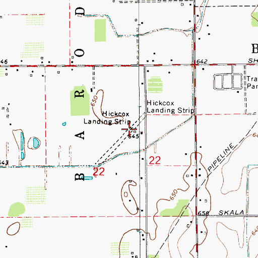 Topographic Map of Del Hickcox Airport, MI