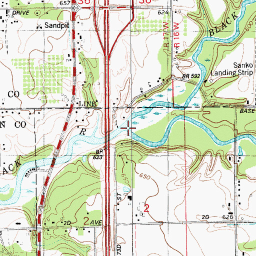 Topographic Map of South Branch Black River, MI