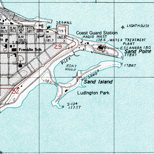 Topographic Map of Sand Island, MI