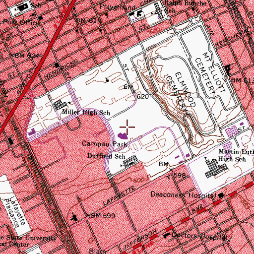 Topographic Map of Campau Park, MI