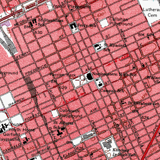Topographic Map of Perrien Park, MI
