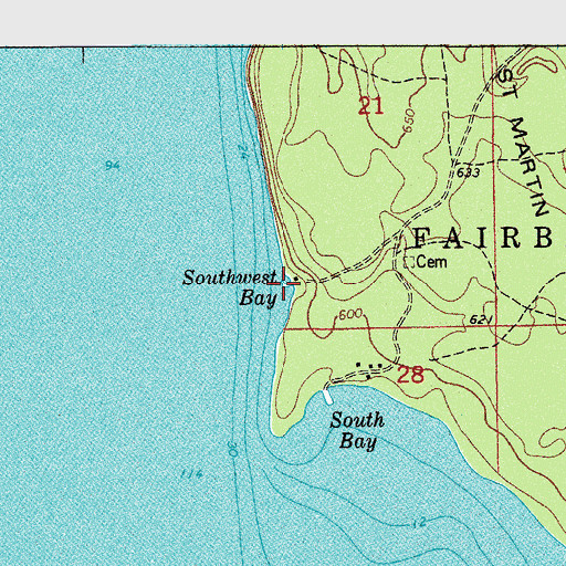 Topographic Map of South West Bay, MI