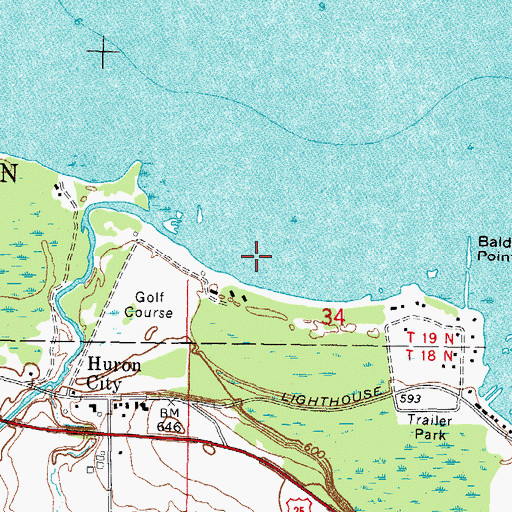 Topographic Map of Orion Rock, MI