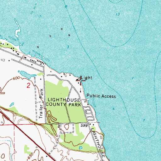 Topographic Map of Pie aux Barques Light, MI
