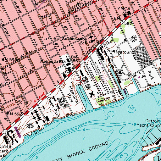 Topographic Map of Memorial Park Marina, MI