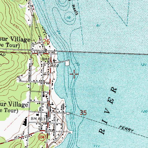 Topographic Map of De Tour Harbor Marina, MI