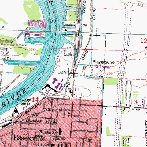 Topographic Map of Essexville Ridge Lights, MI