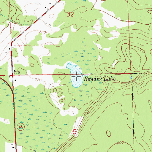 Topographic Map of Bender Lake, MI