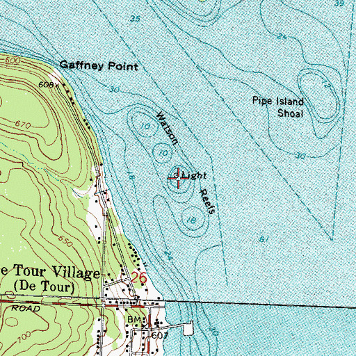 Topographic Map of Watson Reefs Light, MI