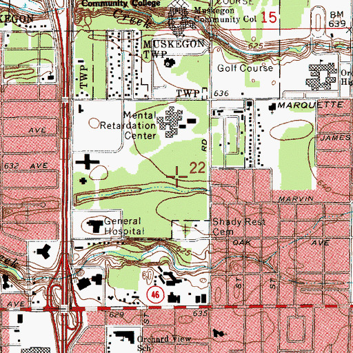 Topographic Map of Mental Retardation Center, MI