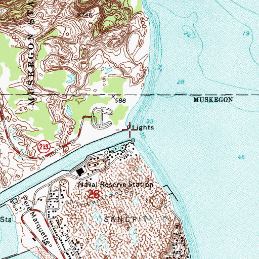 Topographic Map of North Pier Inner Light, MI