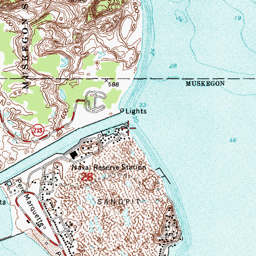 Topographic Map of Muskegon Lake Light, MI