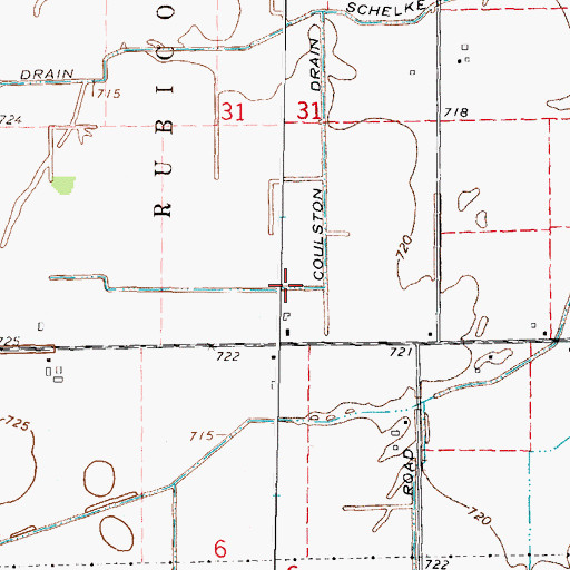 Topographic Map of Coulston Drain, MI