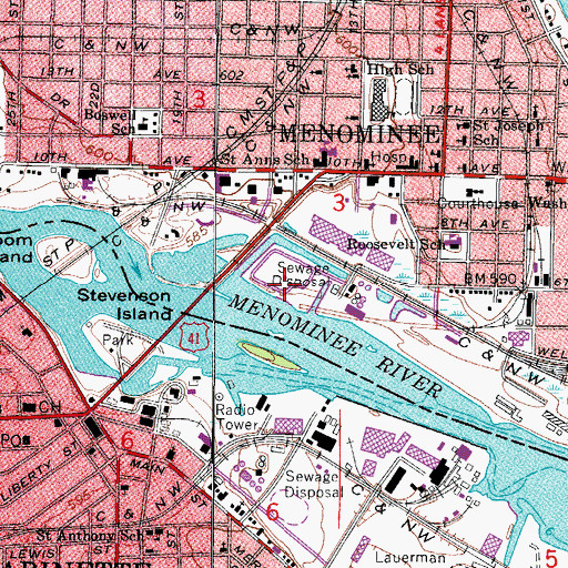 Topographic Map of River Park, MI