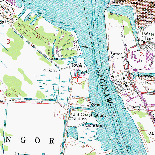 Topographic Map of Bay City Yacht Club, MI
