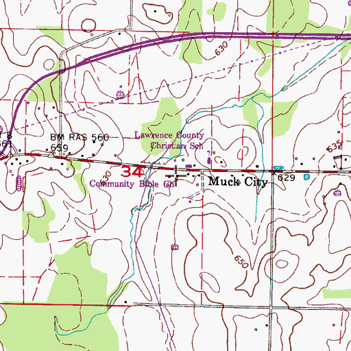Topographic Map of Community Bible Church, AL