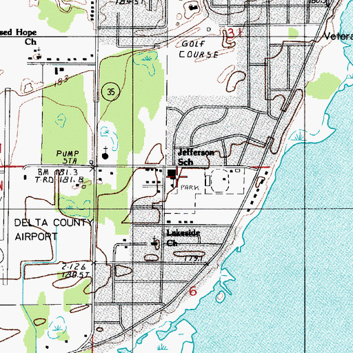 Topographic Map of Jefferson School, MI