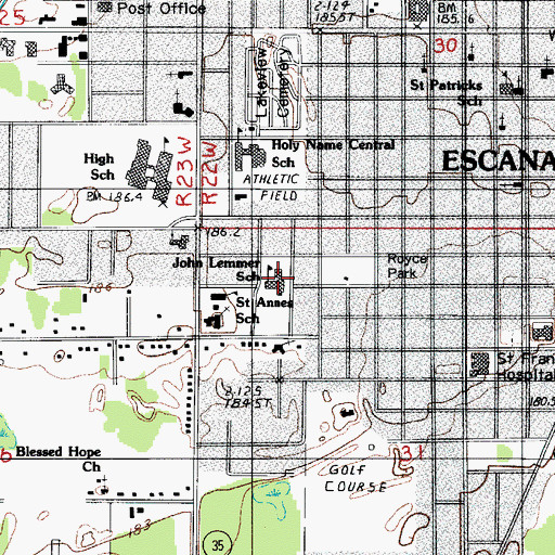 Topographic Map of Lemmer Elementary School, MI