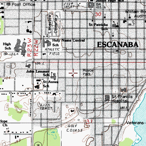 Topographic Map of Royce Park, MI