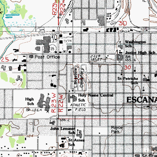 Topographic Map of Lakeview Cemetery, MI