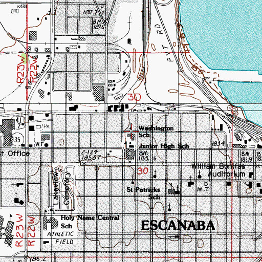 Topographic Map of Washington School, MI