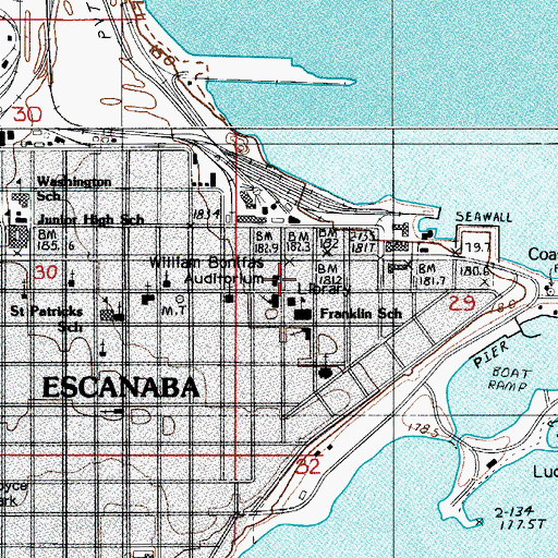 Topographic Map of William Bonifas Auditorium, MI
