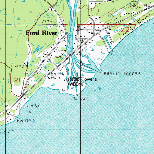 Topographic Map of WBDN, MI