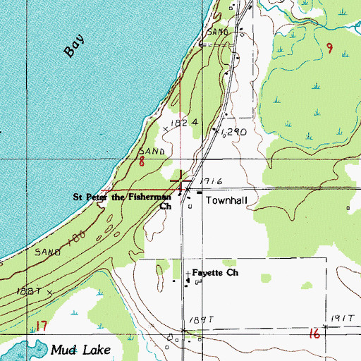 Topographic Map of Saint Peter the Fisherman Church, MI