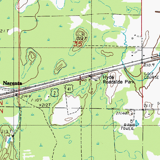 Topographic Map of Hyde Roadside Park, MI