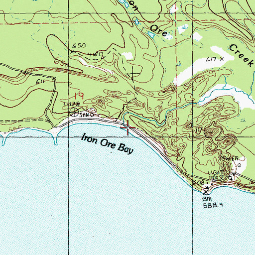 Topographic Map of Iron Ore Creek, MI