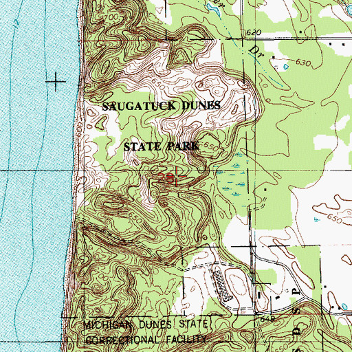 Topographic Map of Saugatuck Dunes State Park, MI