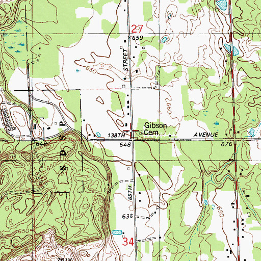 Topographic Map of Gibson Cemetery, MI