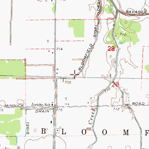 Topographic Map of Bloomfield Sigel Drain, MI