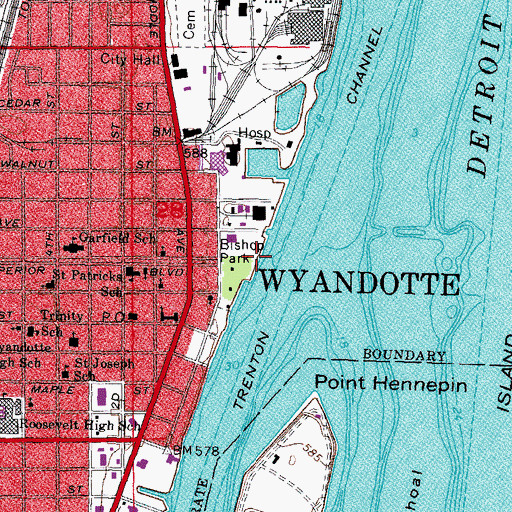 Topographic Map of Bishop Park Dock, MI