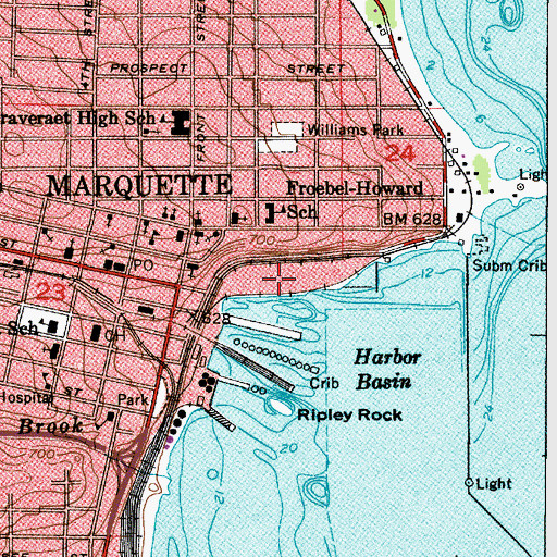 Topographic Map of Marquette Dock Company Coal Dock, MI